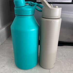 Aqua and Beige Water Bottles